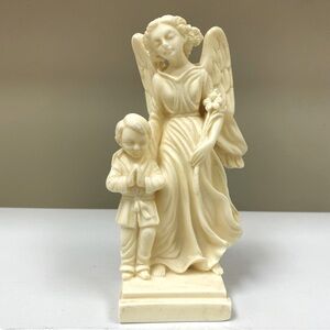 Vintage Bianchi Guardian Angel With A Boy Resin Figure Signed G.RUGGERI Italy